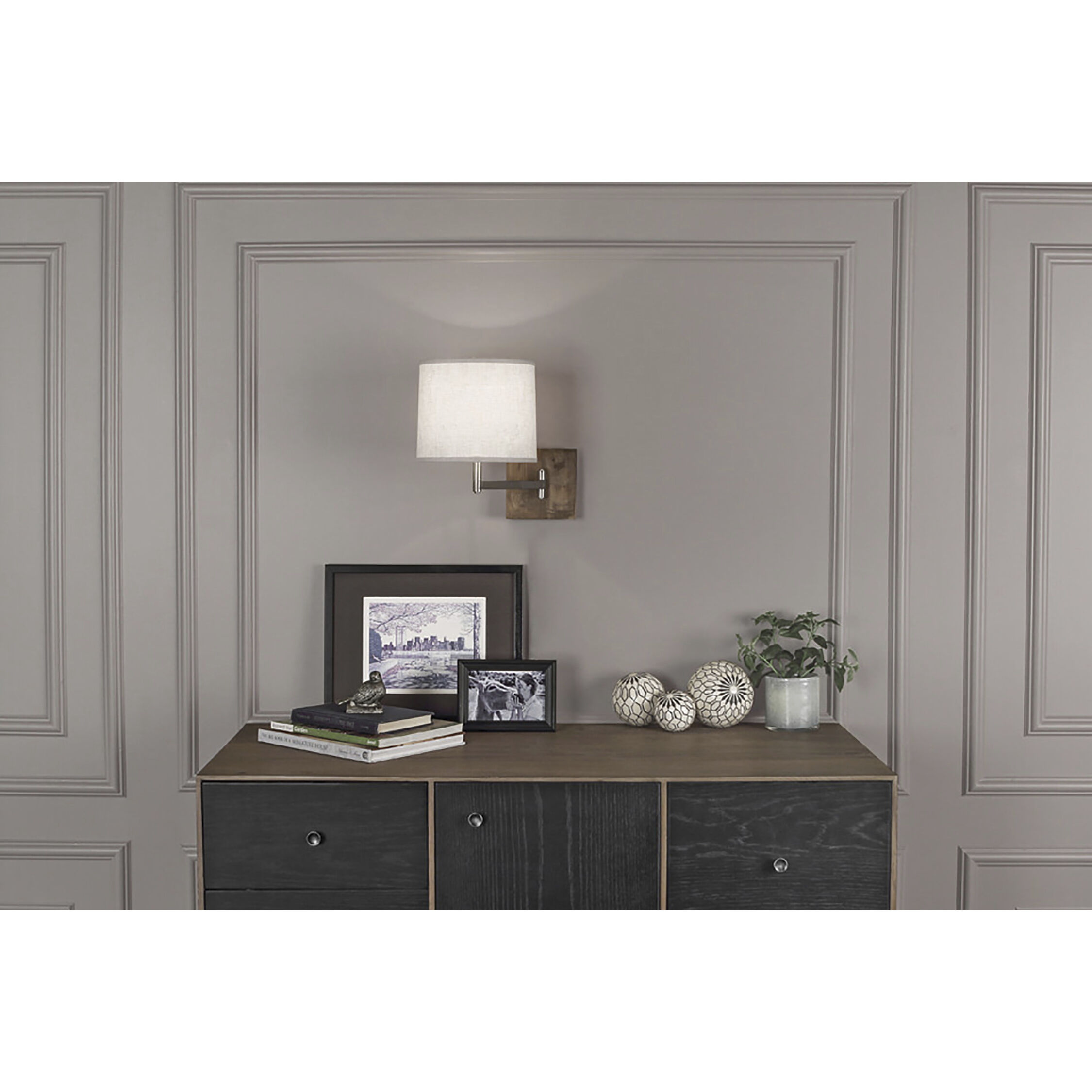 Oliver 8 inch 60 watt Unfinished Mango Wood with Patina Nickel Wall Swinger Wall Light