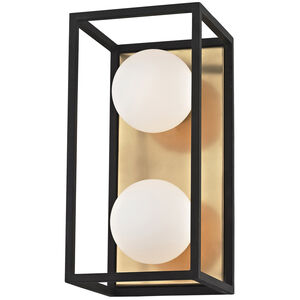 Aira LED 10 inch Aged Brass Bath And Vanity Wall Light in Aged Brass and Black