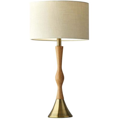 Eve 26 inch 100.00 watt Natural Oak Wood with Antique Brass Accent Table Lamp Portable Light