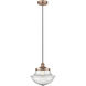 Oxford 1 Light 11.75 inch Antique Copper Mini Pendant Ceiling Light in Seedy Glass