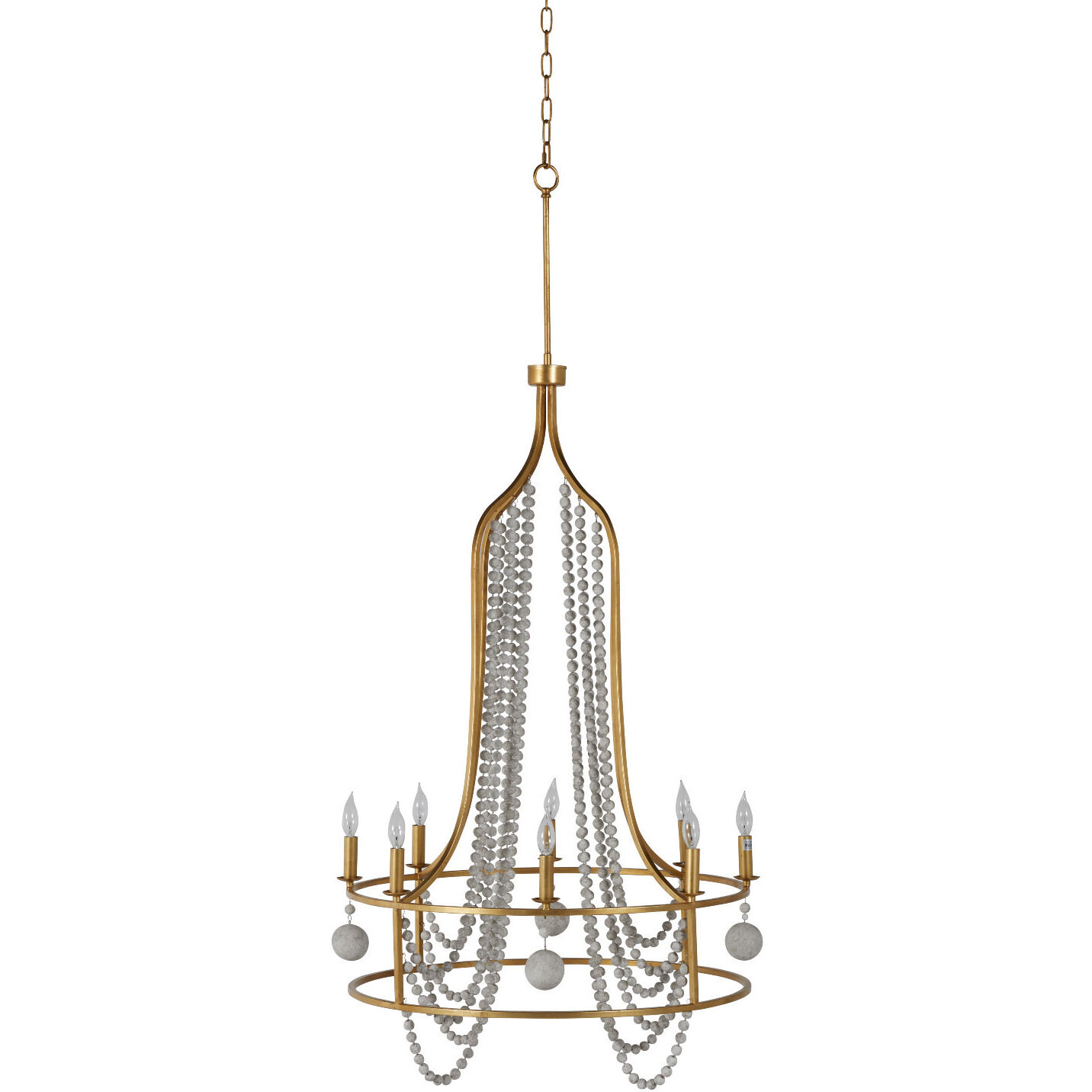 Neville 8 Light 34.75 inch Vintage Gold / Distressed Ivory Chandelier Ceiling Light