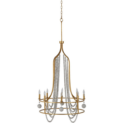 Neville 8 Light 34.75 inch Vintage Gold / Distressed Ivory Chandelier Ceiling Light