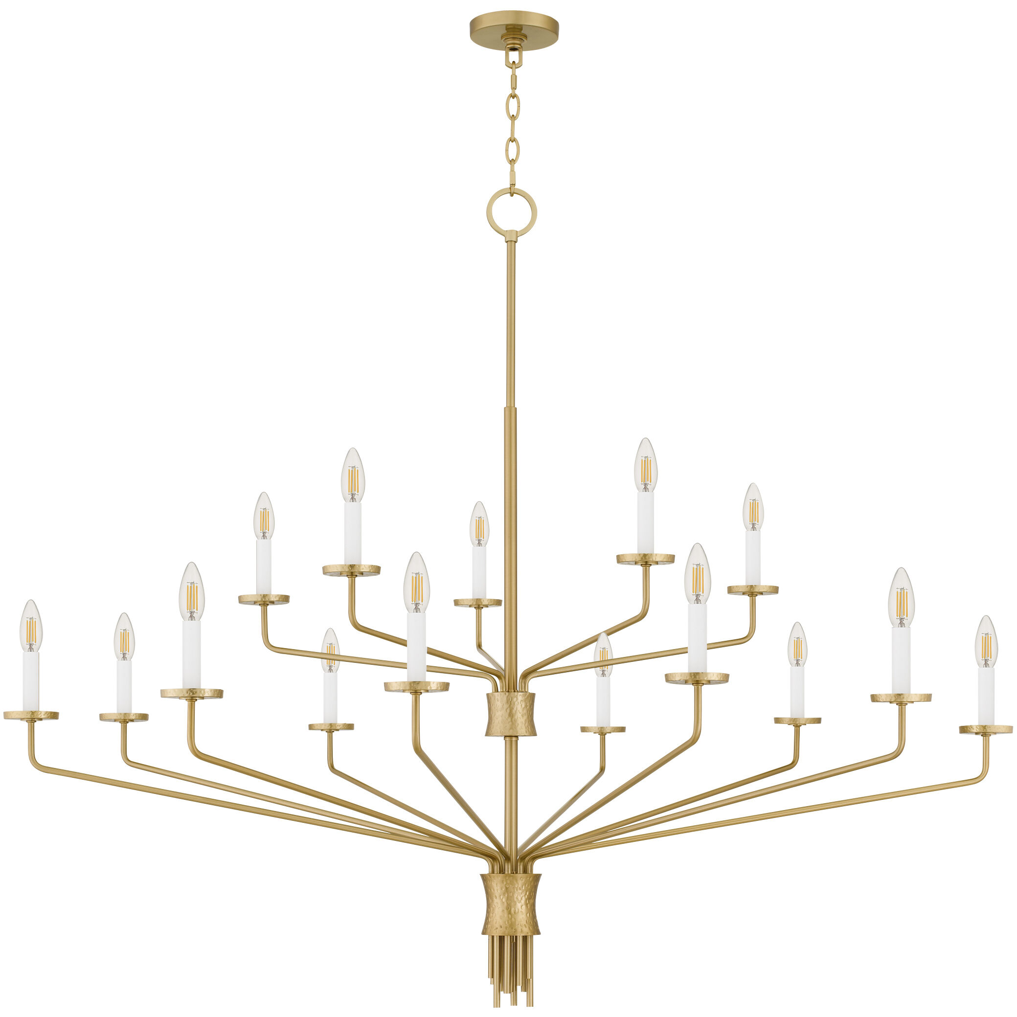 Alexander 15 Light 55 inch Brushed Gold Chandelier Ceiling Light