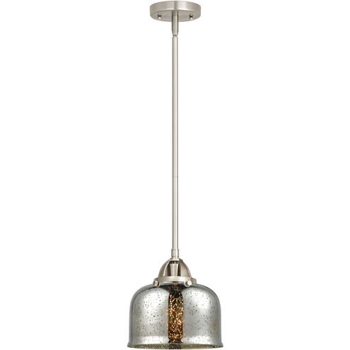 Nouveau 2 Bell 1 Light 8 inch Brushed Satin Nickel Mini Pendant Ceiling Light in Incandescent, Silver Plated Mercury