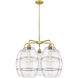 Ballston Vaz 5 Light 28 inch Satin Gold Stem Hung Chandelier Ceiling Light in Clear Glass