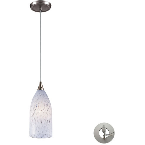 Verona 1 Light 5 inch Satin Nickel Mini Pendant Ceiling Light in Snow White Glass