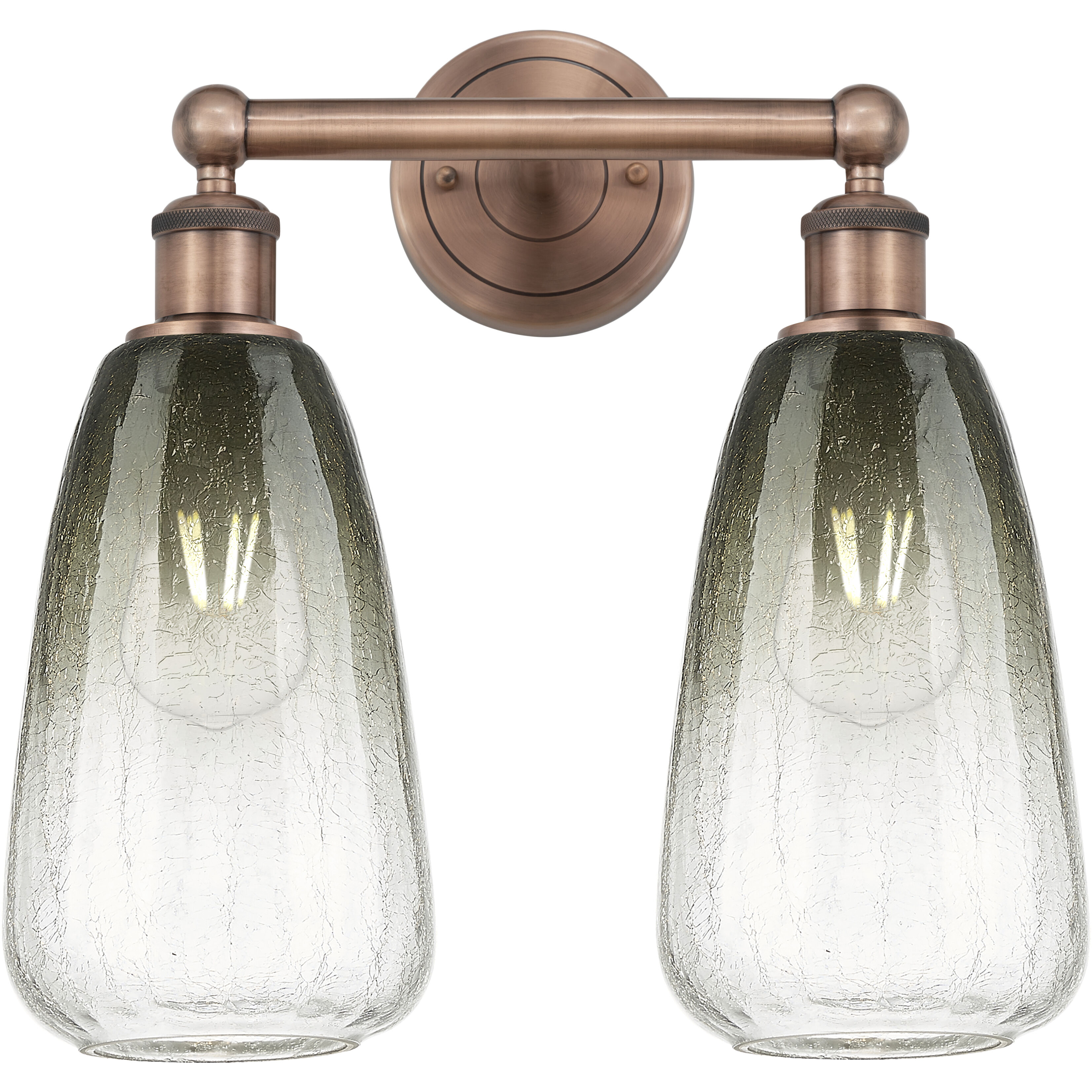 Edison Brookhaven Almond 2 Light 15 inch Antique Copper Bath Vanity Light Wall Light in Slate Glass
