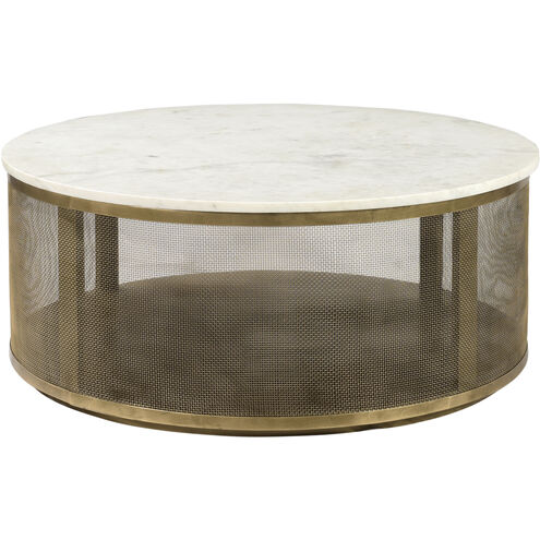 Solea 42 X 42 inch Antique Brass with White Coffee Table