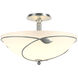 Forged Leaves 3 Light 16 inch Vintage Platinum Semi-Flush Ceiling Light in Opal, Large