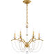 Priscilla 6 Light Heirloom Gold Chandelier Ceiling Light in White Pearl, Adjustable Height