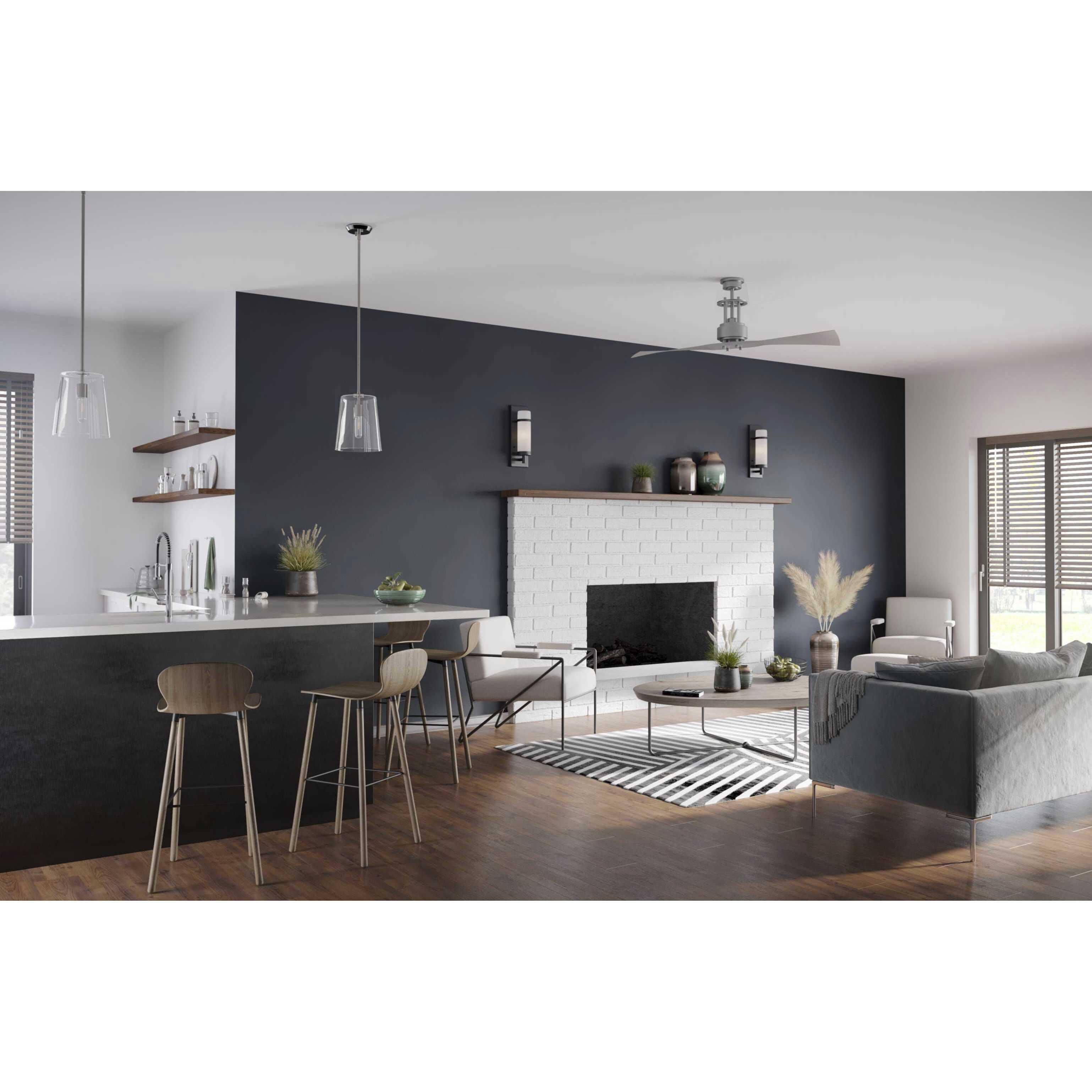 Clarion 1 Light Polished Nickel Pendant Ceiling Light, Small