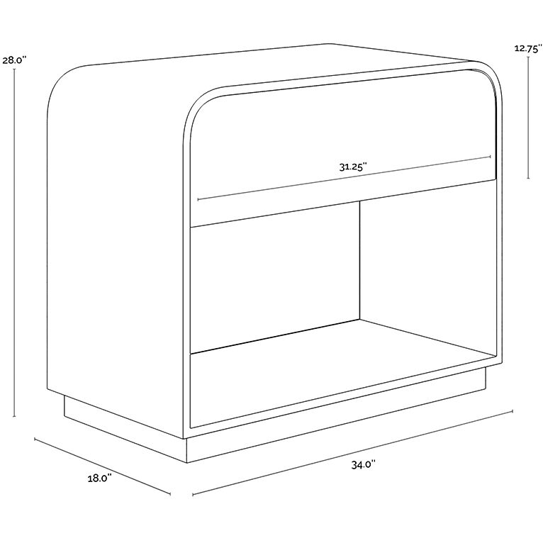 Algarve 34 X 28 inch Black / Champagne Gold Night Stand