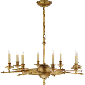 Chapman & Myers Leaf and Arrow 8 Light 34.75 inch Antique-Burnished Brass Chandelier Ceiling Light, Large