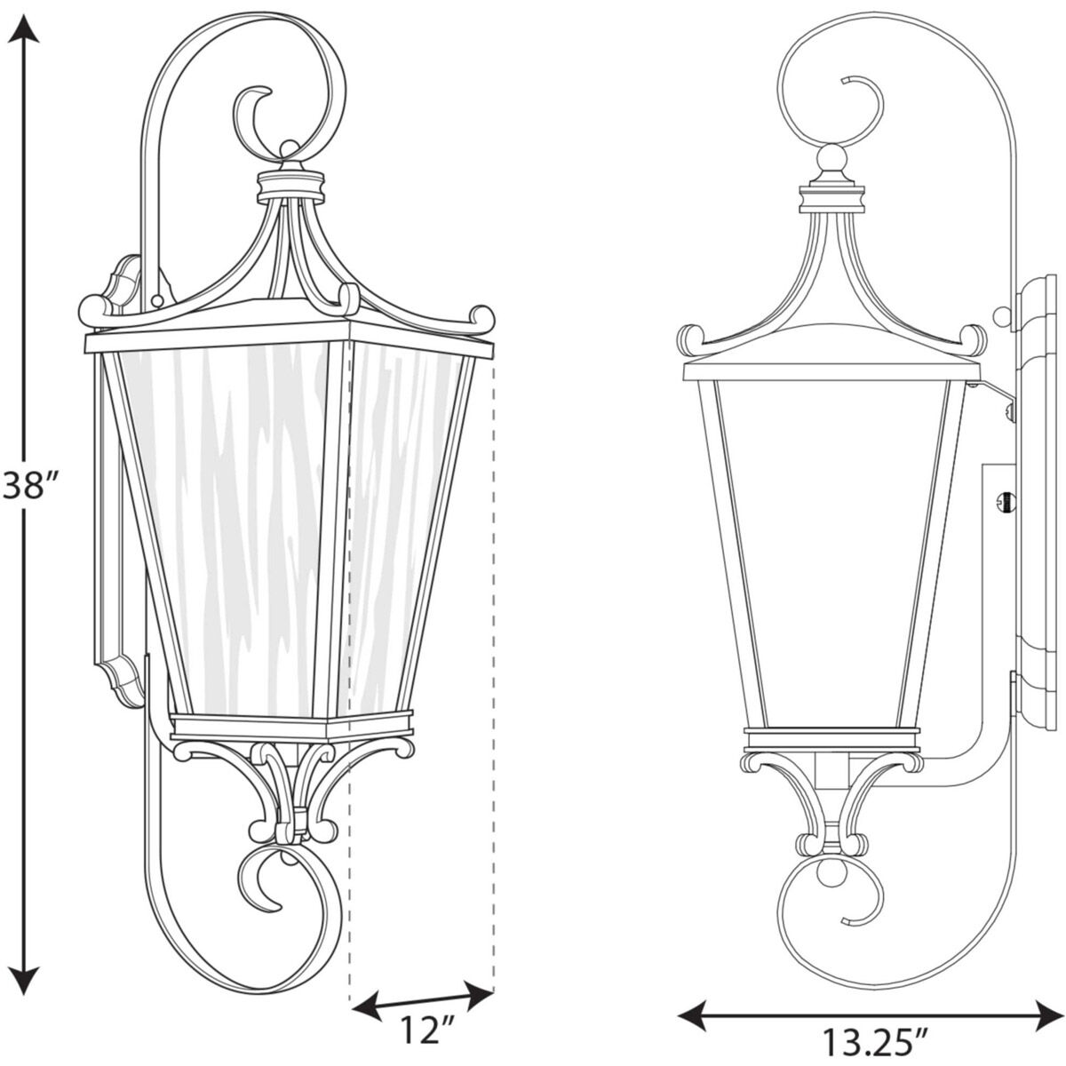 Cadence 1 Light 38 inch Textured Black Outdoor Wall Lantern, Large, Design Series