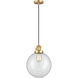 Franklin Restoration Beacon LED 10 inch Satin Gold Mini Pendant Ceiling Light in Clear