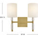 Anika 2 Light 14 inch Lacquered Brass Vanity Light Wall Light