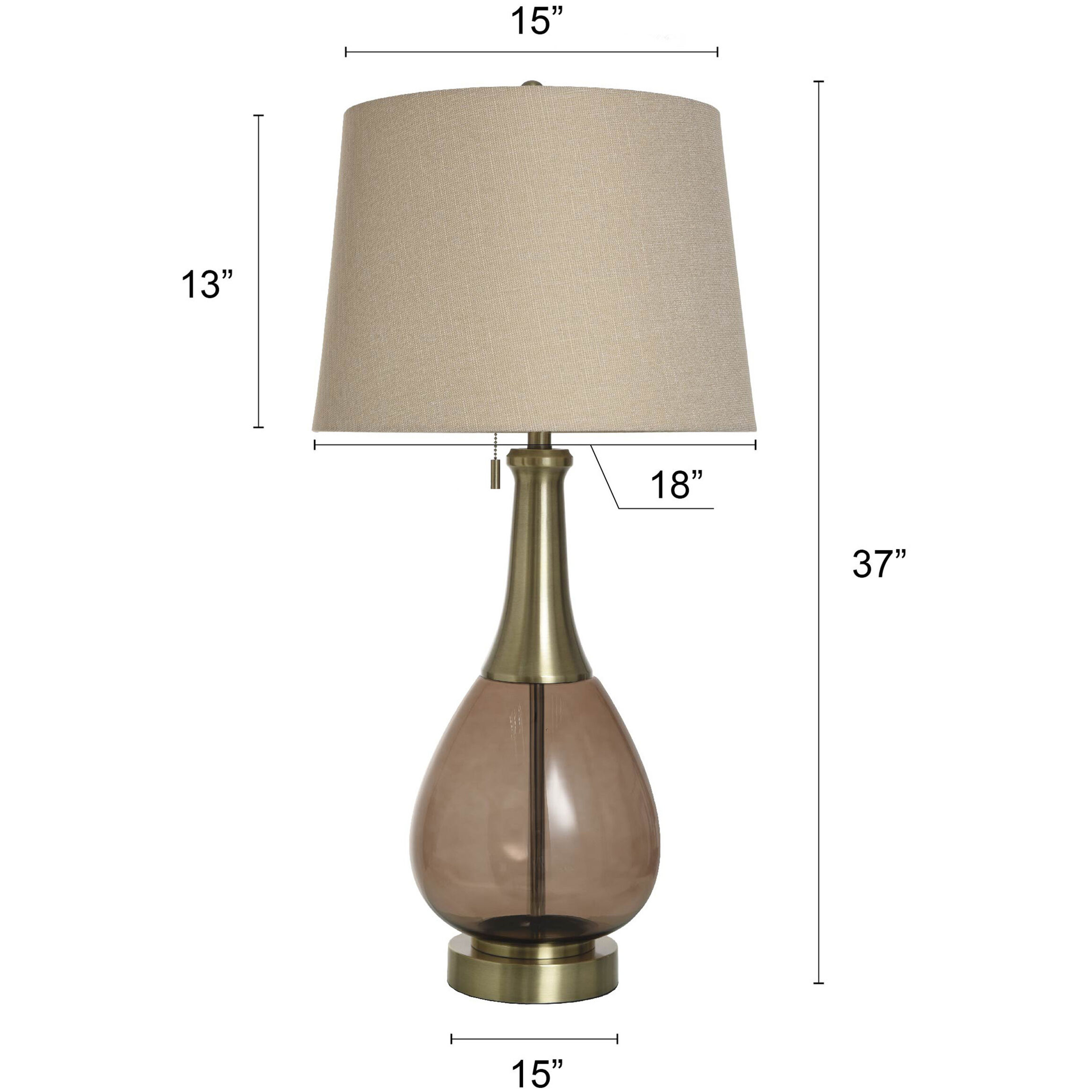 Isaiah 37 inch 100.00 watt Wine Amber Tint and Brass Table Lamp Portable Light