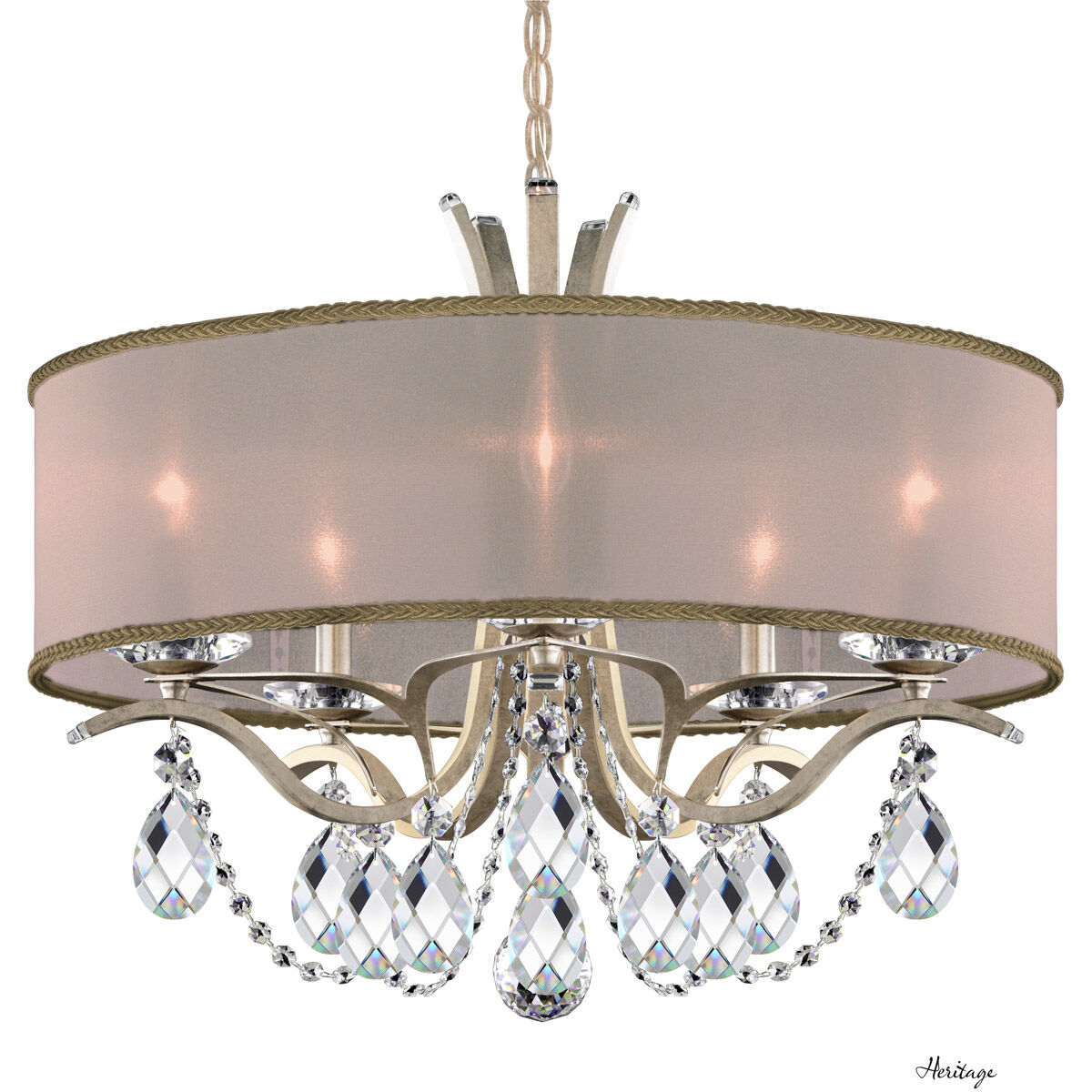 Vesca 5 Light 24 inch Antique Silver Chandelier Ceiling Light in Gold