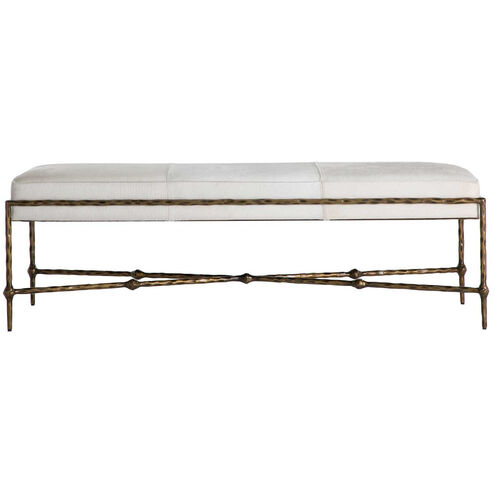 Lambeth Antique Aged Brass / Natural Ivory Hide Bench