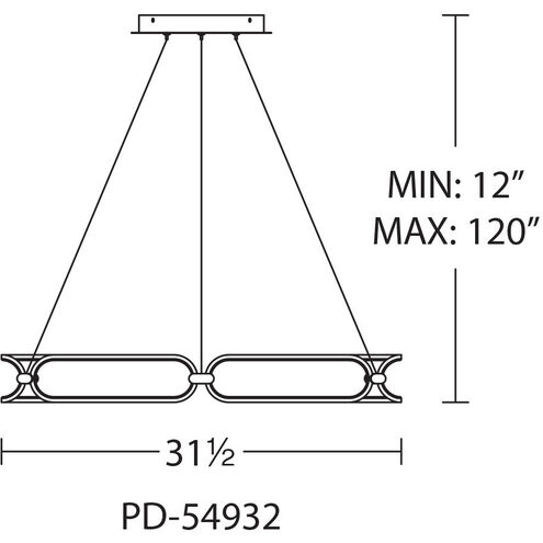 Charmed LED 32 inch Soft Gold Chandelier Ceiling Light in 32in, dweLED