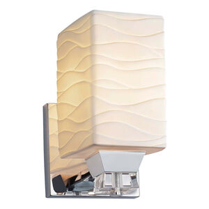 Limoges Wall Sconce Wall Light in 700 Lm LED, Polished Chrome, Bamboo, Cylinder with Flat Rim