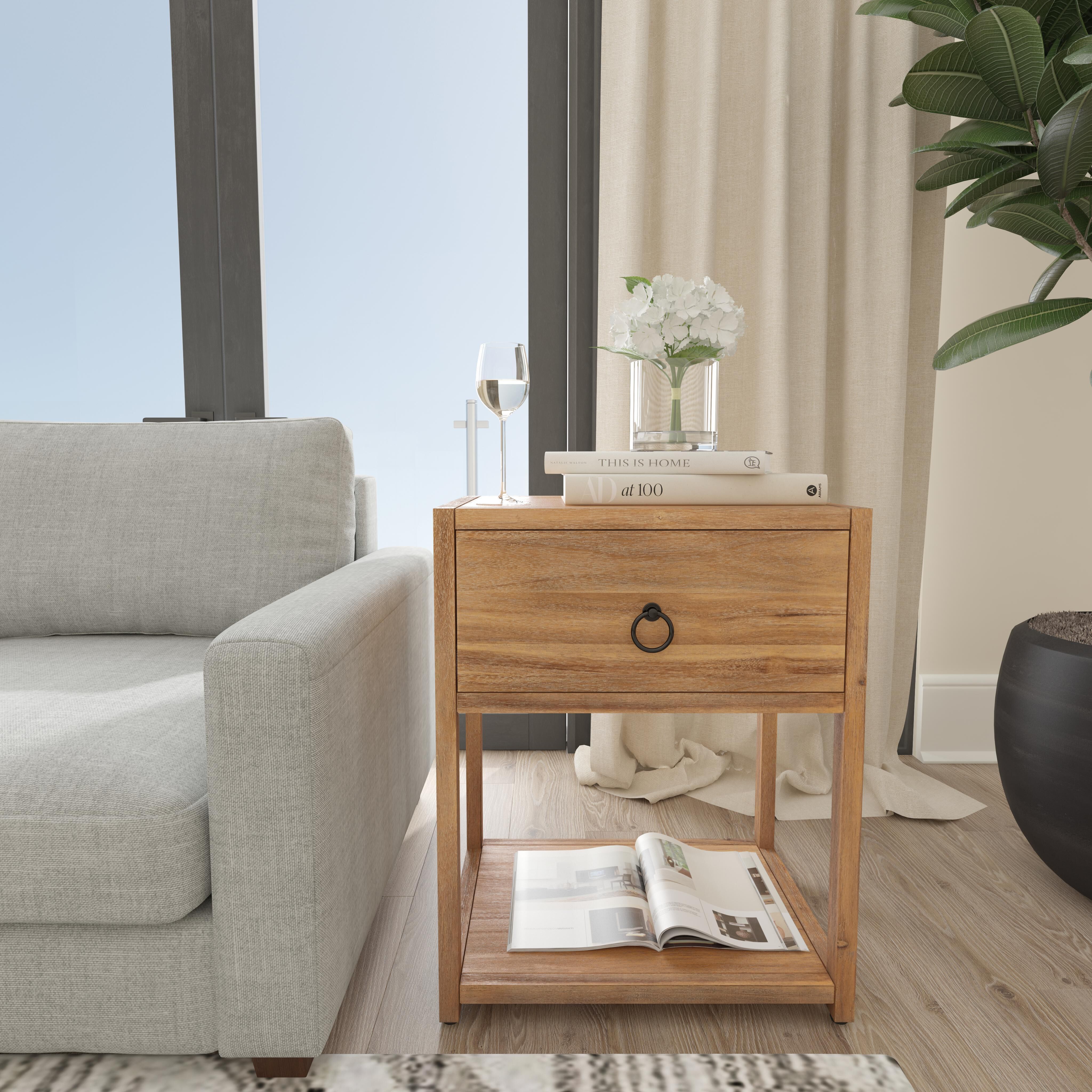 Lark Natural Wood End Table in Light Brown