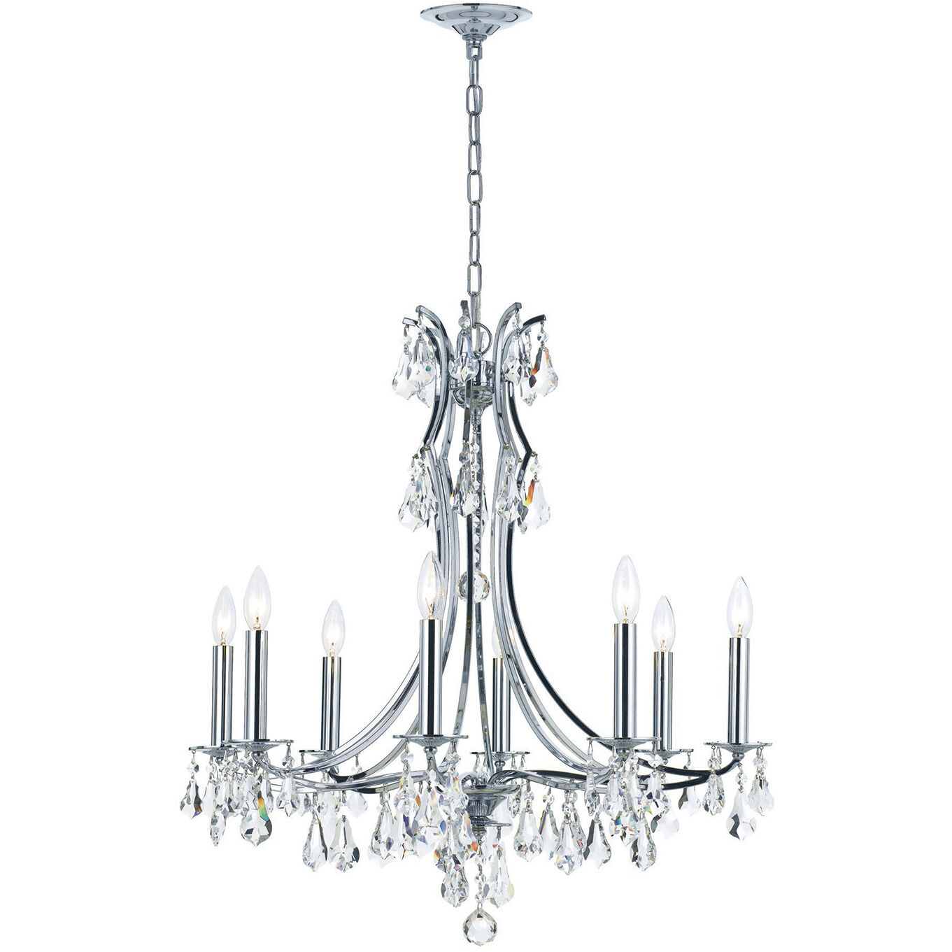 Cedar 8 Light 28 inch Polished Chrome Chandelier Ceiling Light in Clear Hand Cut