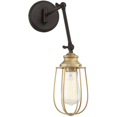 Industrial 5 inch 60.00 watt Oil Rubbed Bronze with Natural Brass Adjustable Wall Sconce Wall Light