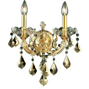Maria Theresa 2 Light 12 inch Gold Wall Sconce Wall Light in Golden Teak, Royal Cut