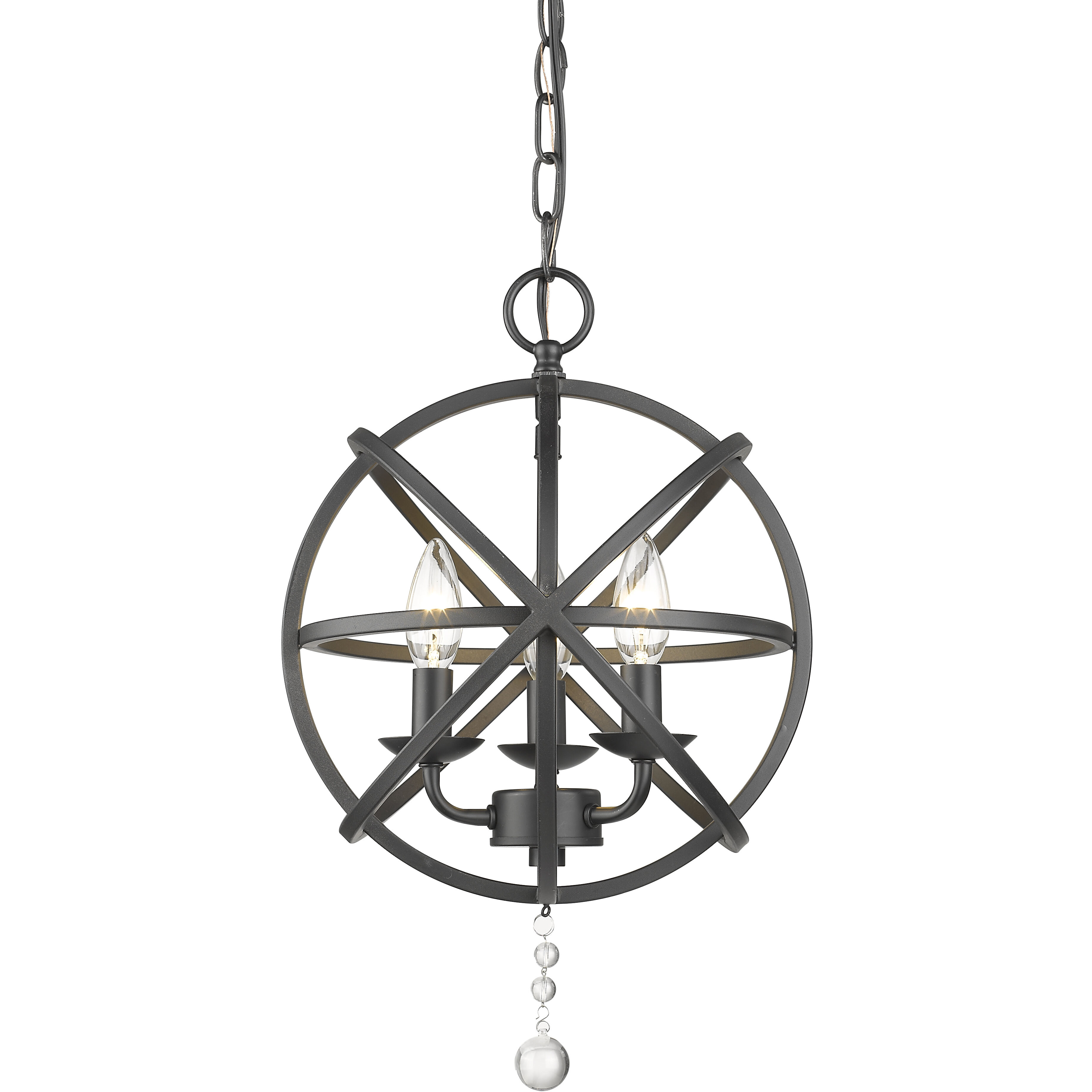 Tull 3 Light 12 inch Matte Black Chandelier Ceiling Light