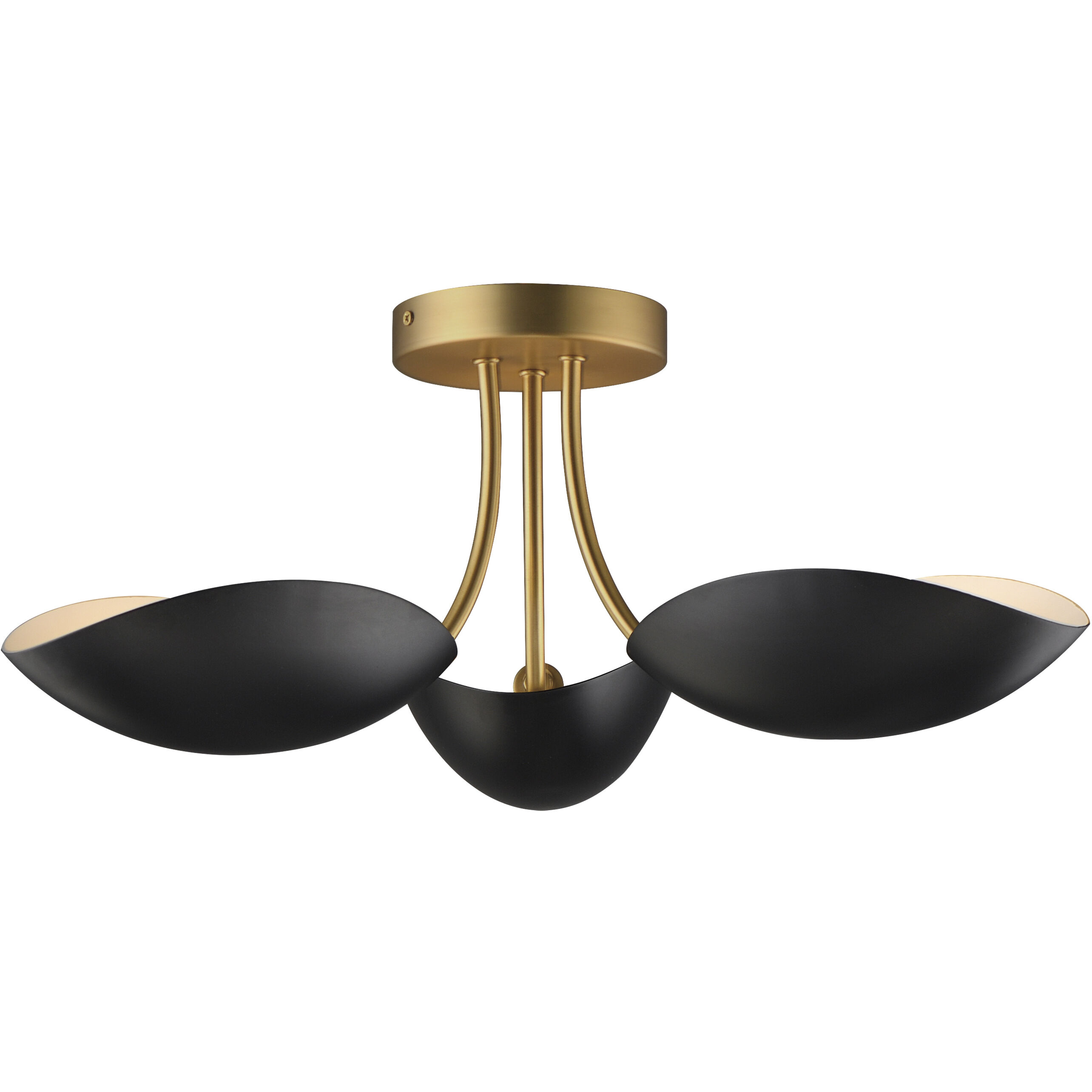 Maris 3 Light 22 inch Black and Natural Aged Brass Semi-Flush Mount Ceiling Light