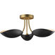 Maris 3 Light 22 inch Black and Natural Aged Brass Semi-Flush Mount Ceiling Light