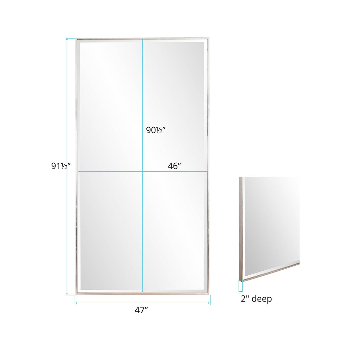 Apollo 91 X 47 inch Silver Wall Mirror