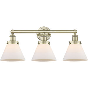 Cone 3 Light 25.75 inch Antique Brass and Matte White Bath Vanity Light Wall Light