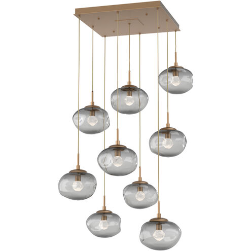 Nova LED LED Novel Brass Multi-Pendant Ceiling Light in 2700K LED, Zircon Inner - Smoke Outer, Square Multi-Pendant