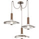 Cumulus LED 17 inch Burnished Bronze with Clear Granite Glass Swag Multi-Pendant Chandelier Ceiling Light in 3000K LED