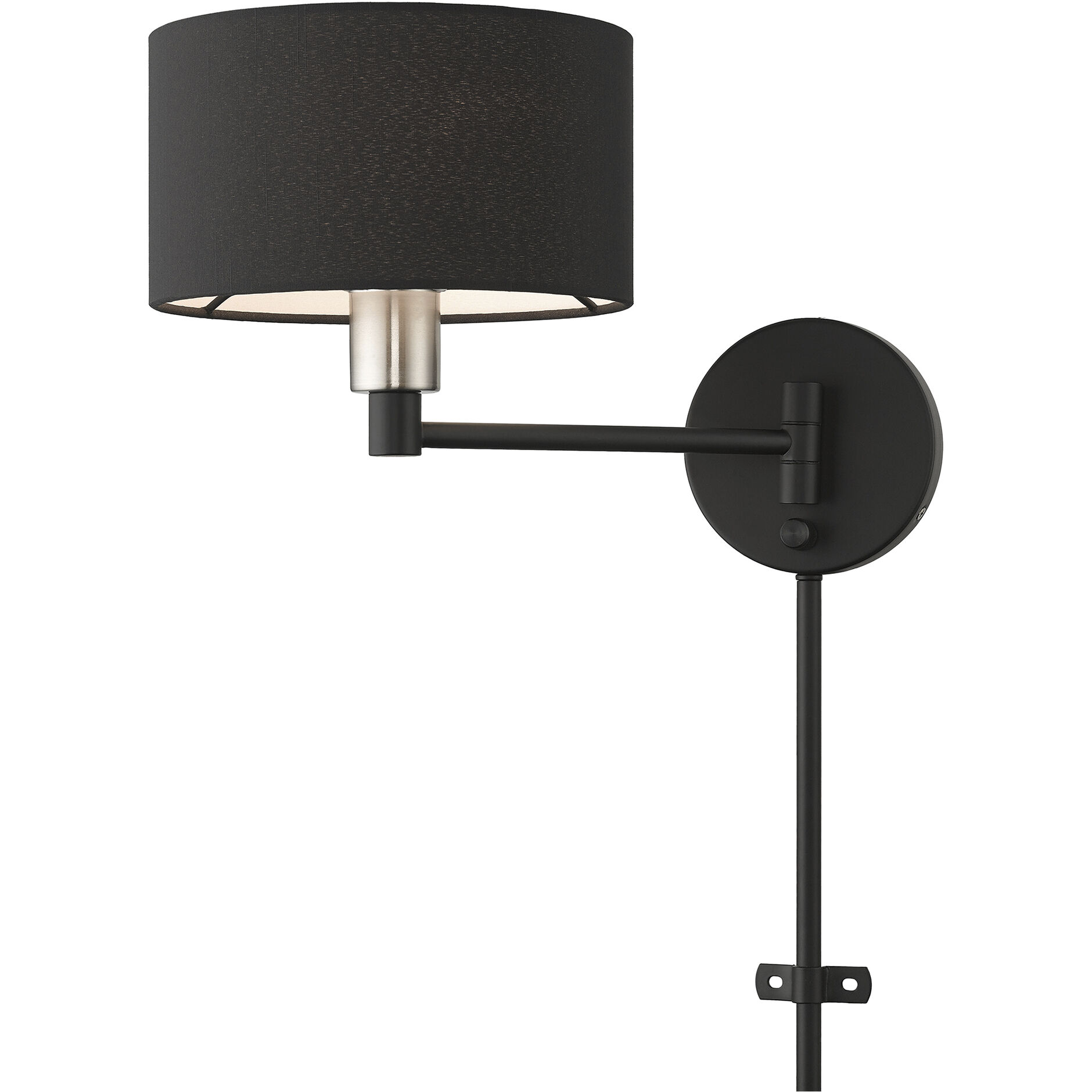 Bainbridge 14.75 inch 60.00 watt Black with Brushed Nickel Accents Swing Arm Wall Lamp Wall Light