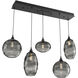 Misto 5 Light Matte Black Linear Pendant Ceiling Light in Misto Smoke, Multi-Port