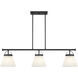 Scandinavian 3 Light 39 inch Matte Black Linear Chandelier Ceiling Light