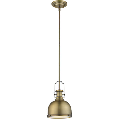Melange 1 Light 8.25 inch Heritage Brass Pendant Ceiling Light in Heritage Brass Metal and Glass