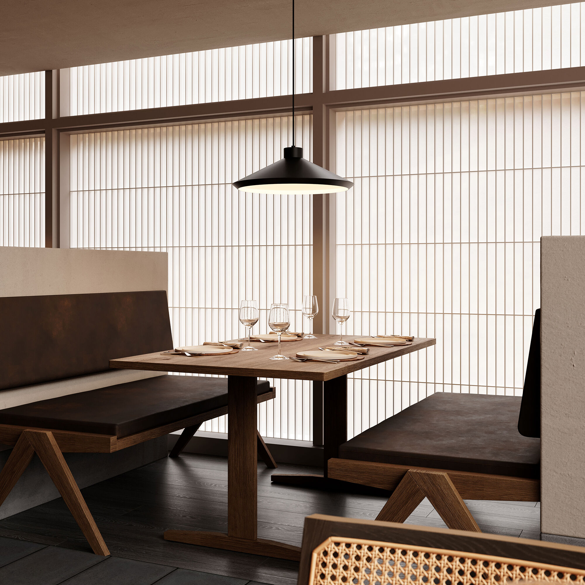 Koma LED 22 inch Satin Black Pendant Ceiling Light in GU24 