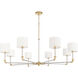 Hightower 8 Light 53.5 inch Clear and Aged Brass Chandelier Ceiling Light