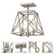 Trestle 3 Light 11 inch Antique Silver Semi Flush Mount Ceiling Light in 4.18