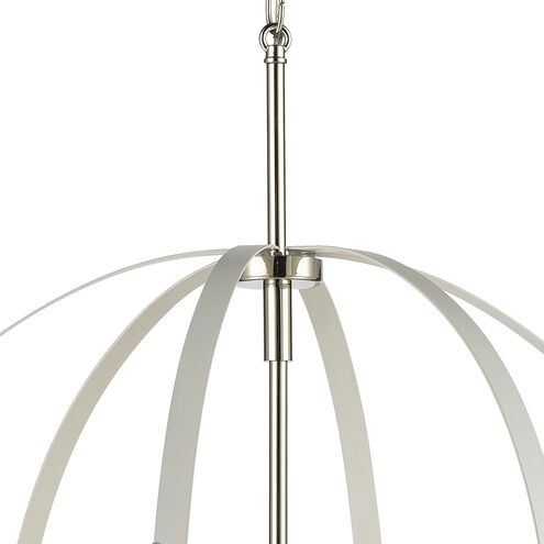 Rotunde 6 Light 26 inch Matte White with Polished Nickel Chandelier Ceiling Light in Matte White/Polished Nickel