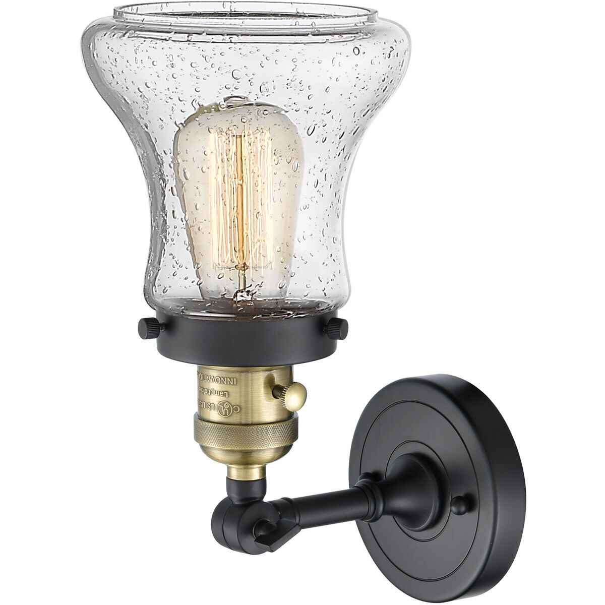 Franklin Restoration Bellmont LED 7 inch Black Antique Brass Sconce Wall Light, Franklin Restoration