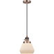 Franklin Restoration Fulton LED 7 inch Antique Copper Mini Pendant Ceiling Light in Matte White