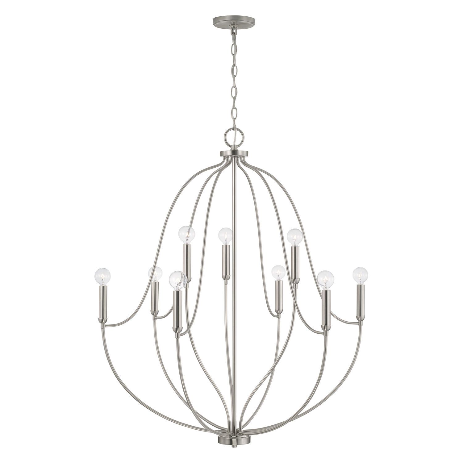 Madison 9 Light 33 inch Brushed Nickel Chandelier Ceiling Light