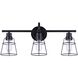 Dree 3 Light 24 inch Black Vanity Light Wall Light