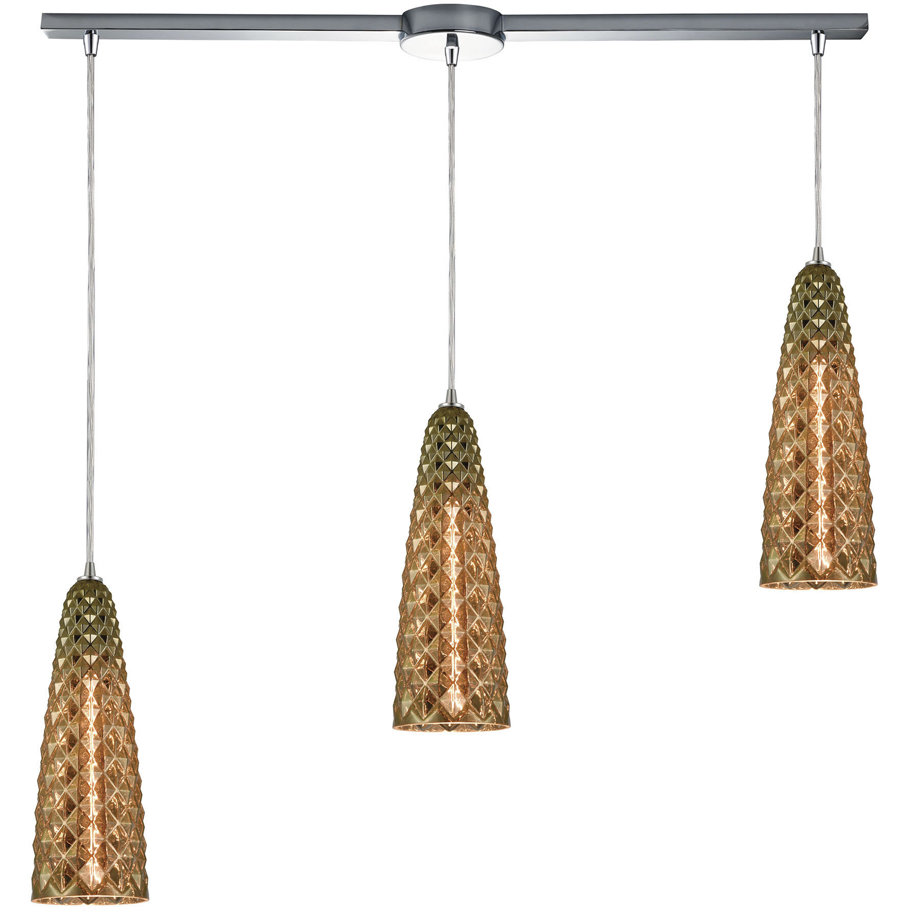 Glitzy 3 Light 36 inch Polished Chrome Mini Pendant Ceiling Light