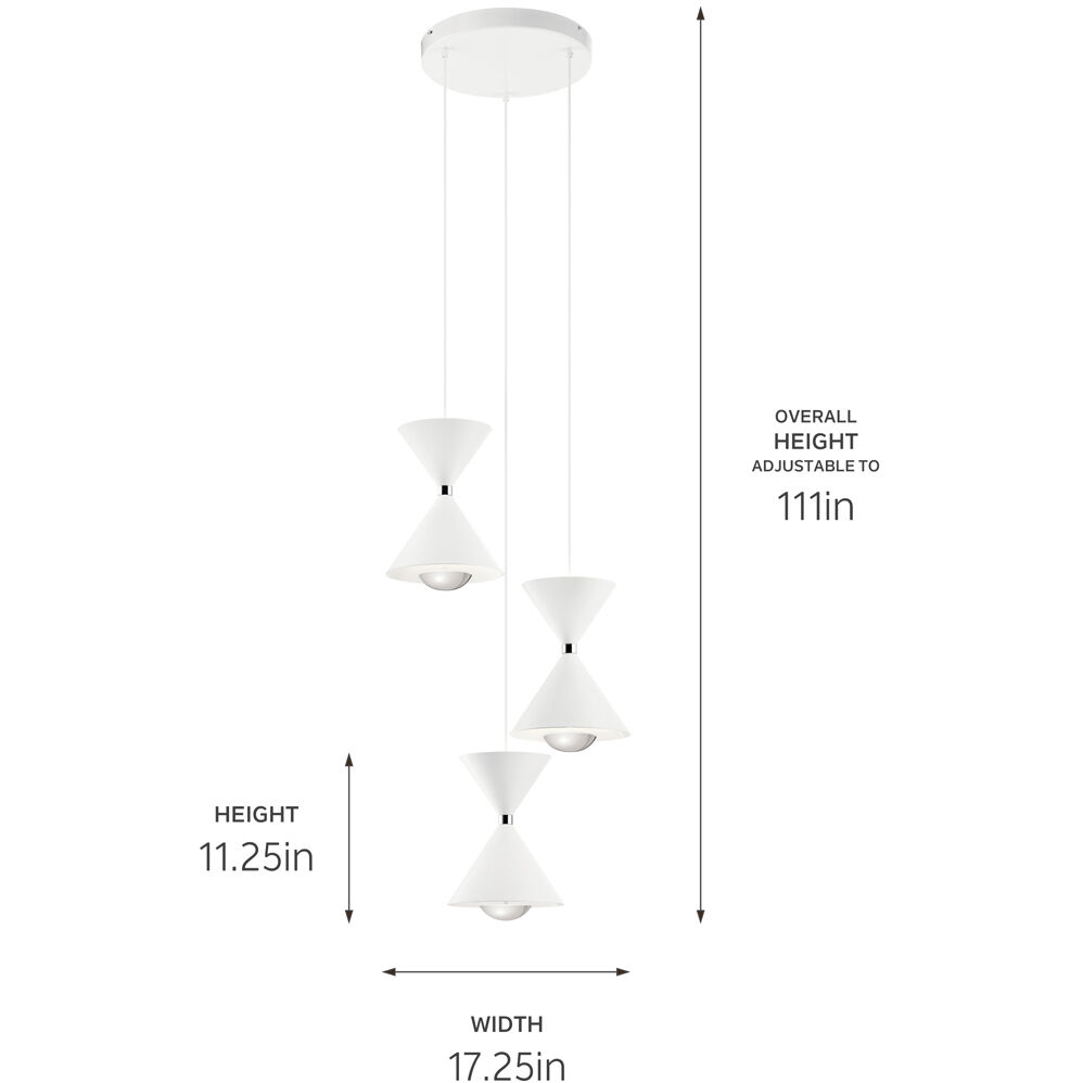 Kordan LED 17.25 inch Matte Black Cluster Pendant Ceiling Light